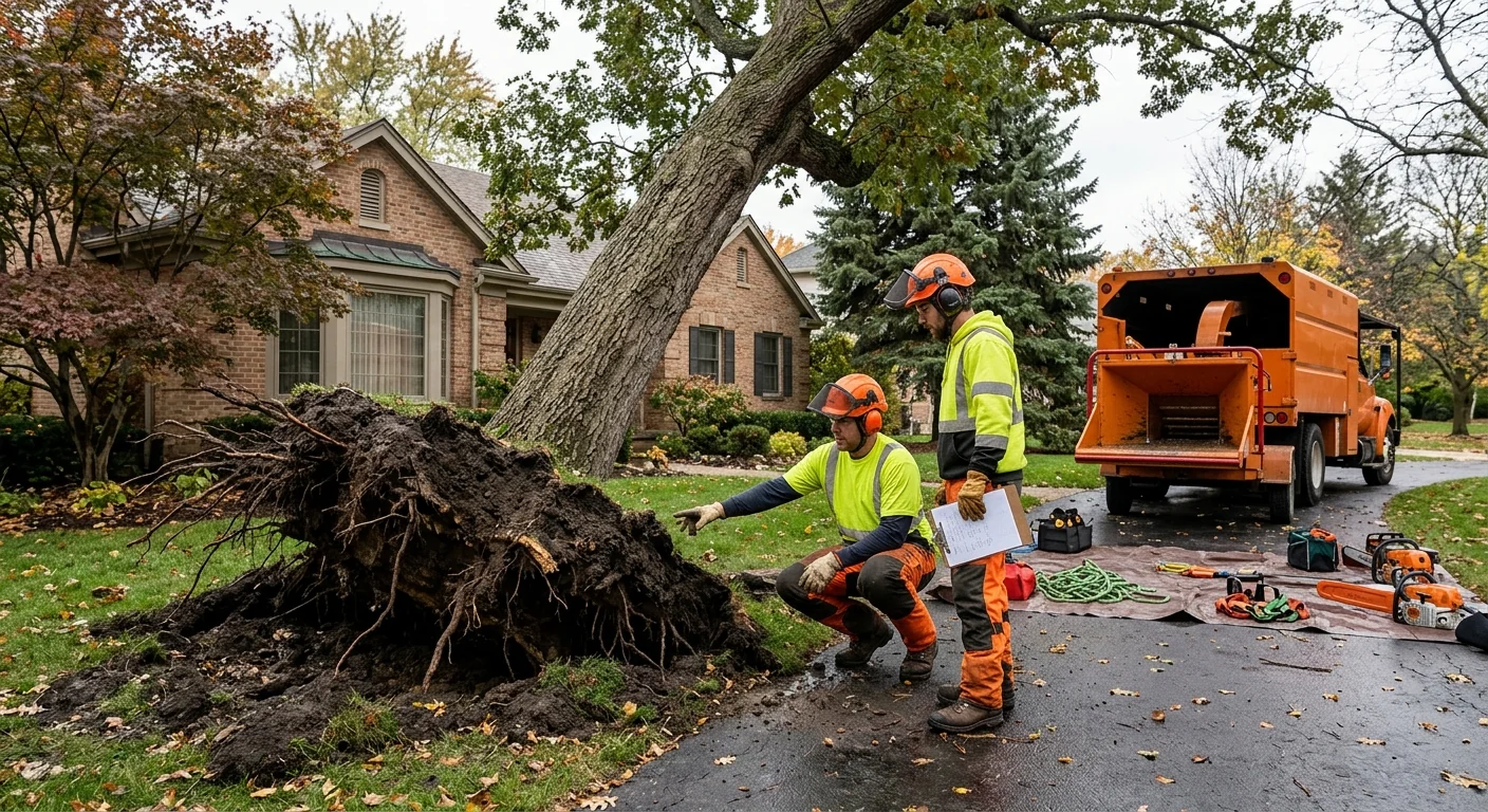 Uprooted Oak Stabilization on a Corner Lot