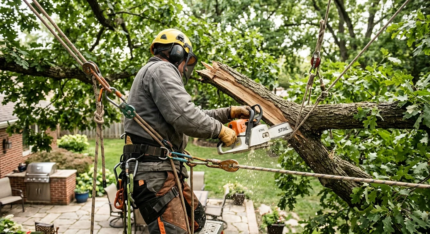 Hung-Up Limb Clearance Above a Backyard Patio