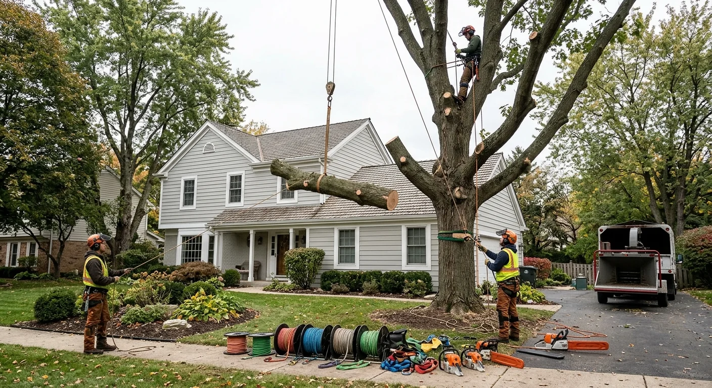 Leaning Silver Maple Removed Near Foundation