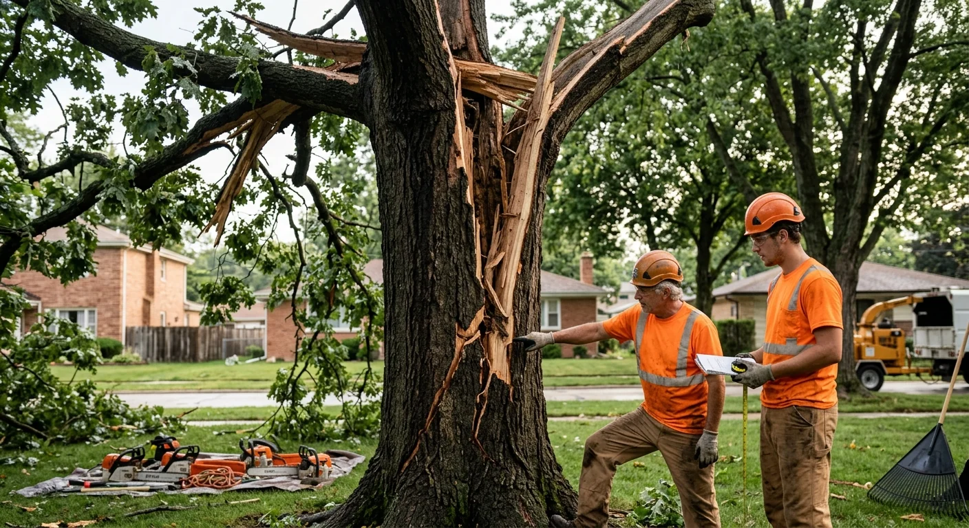 Storm-Split Oak Cleared From Backyard