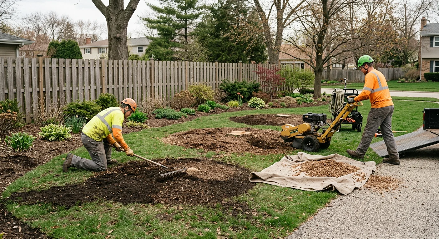 Backyard Cluster of Small Stumps Cleared for Sod