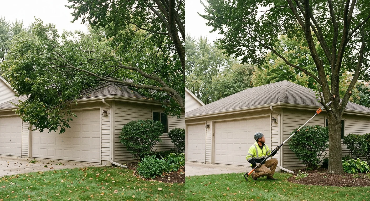 Canopy Lift and Clearance Pruning Near a Roofline