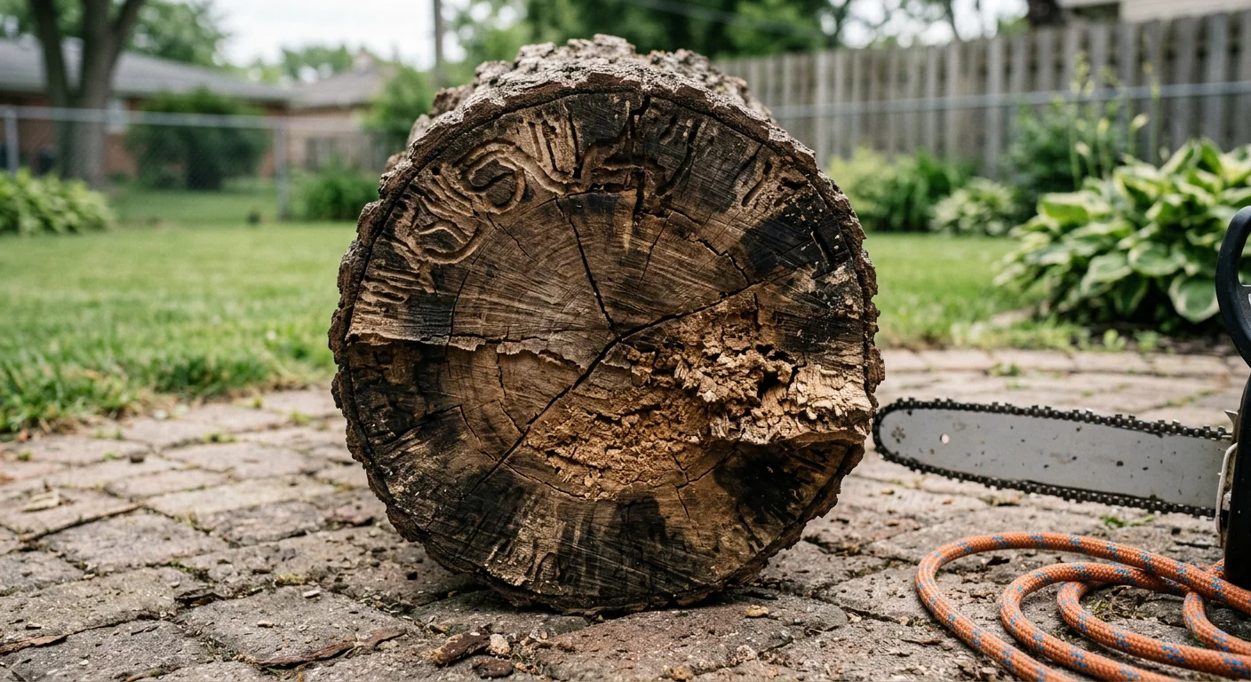 Storm-Damaged Ash Removal in a Backyard